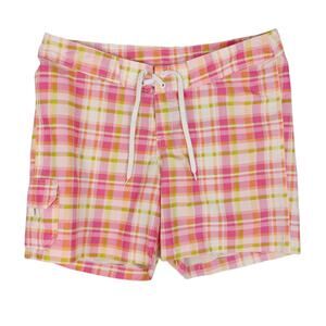 KANU SURF Women's 12 Pink Plaid Hybrid Swim Shorts, 35x6" Board Bottoms Lace-Up